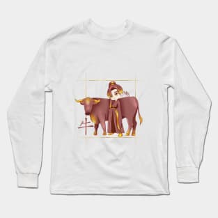 Design inspired by the Chinese Zodiac of the Ox Long Sleeve T-Shirt